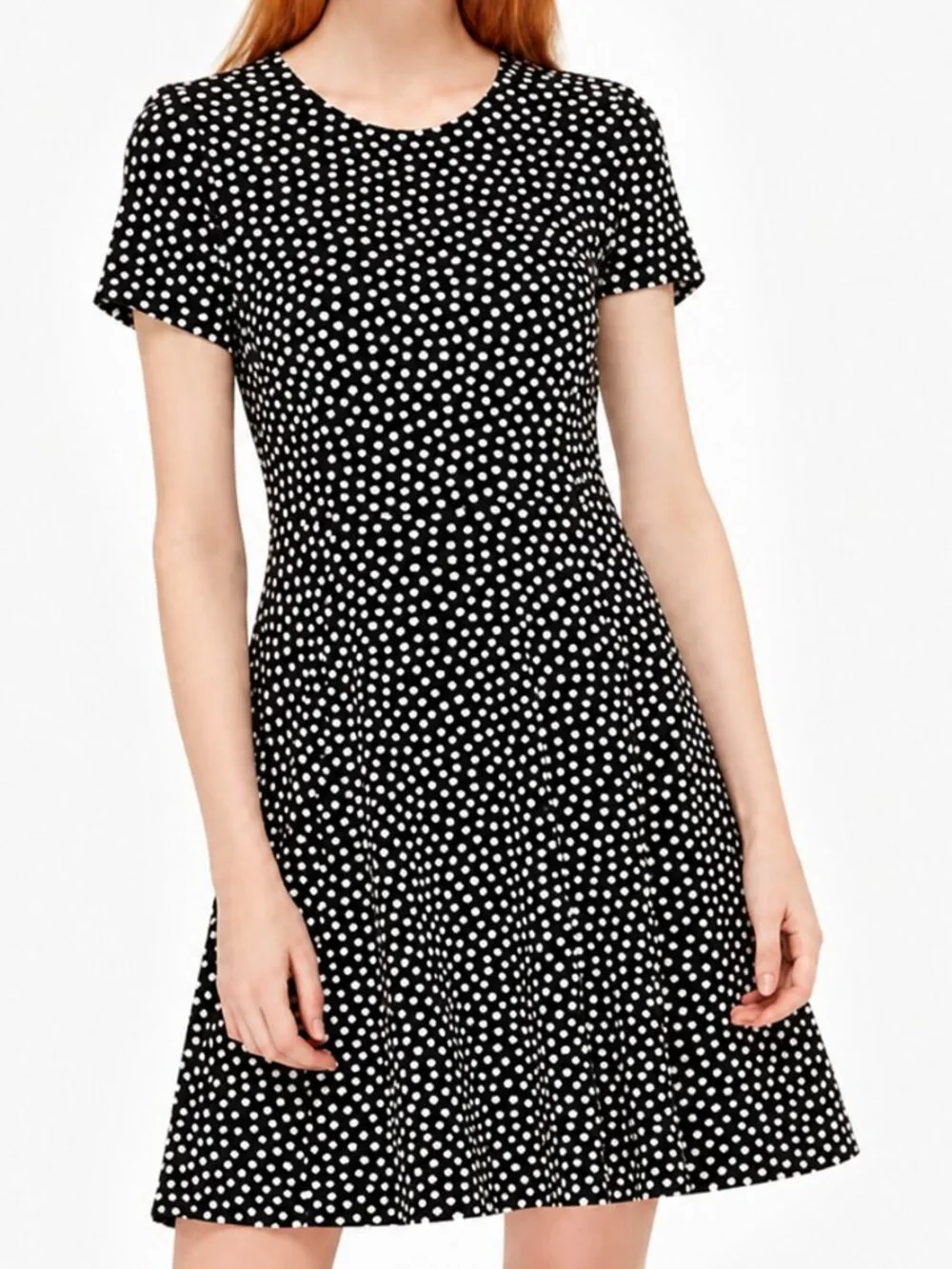 Kate Spade Spot Ponte Fit & Flare Dress Women Black White Size 6 Elegant Polka